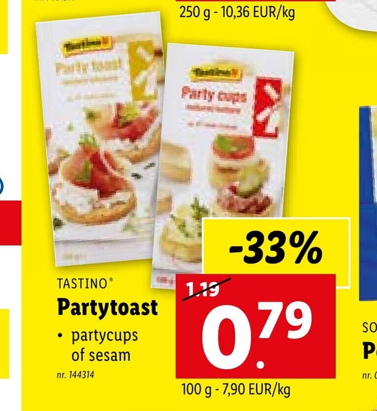TASTINO Partytoast promotie bij Lidl
