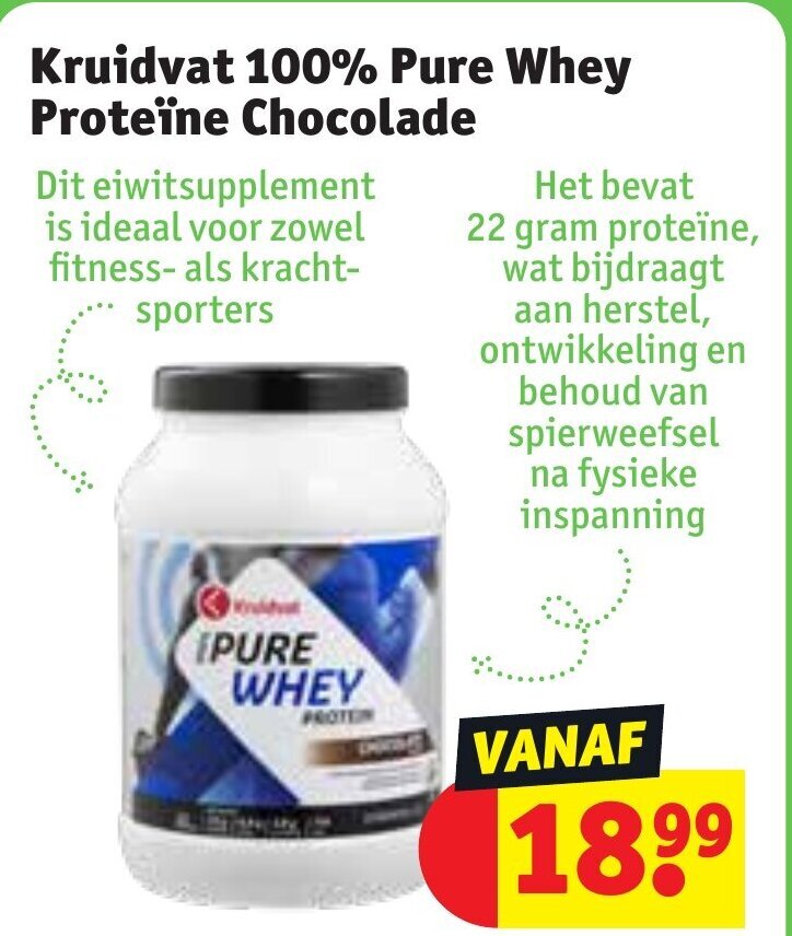 100 Pure Whey Proteïne Chocolade promotie bij Kruidvat