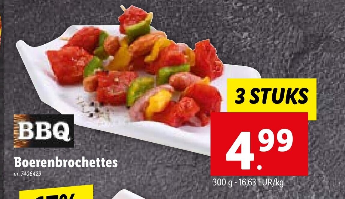 BBQ Boerenbrochettes 300 g promotie bij Lidl