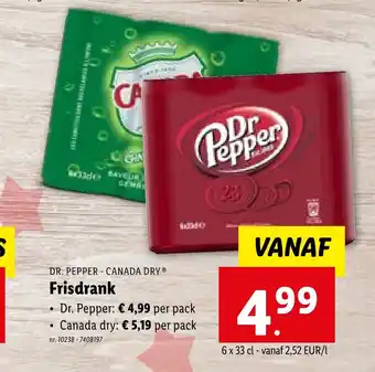 Lidl DR. PEPPER CANADA DRY® Frisdrank 6 x 33 cl aanbieding