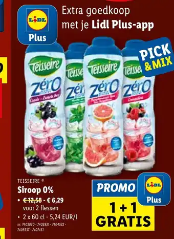 Lidl TEISSEIRE Ⓡ Siroop 0% aanbieding