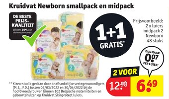 Kruidvat 2 x luiers midpack 2 Newborn 48 stuks aanbieding