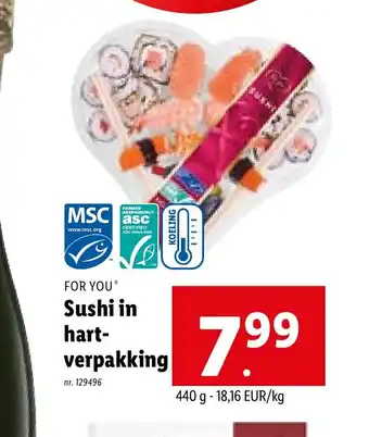 Lidl FOR YOUⓇ Sushi in hart-verpakking 440 g aanbieding