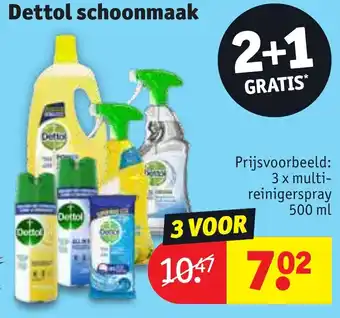 Kruidvat Dettol 3 x multi-reinigerspray 500 ml aanbieding