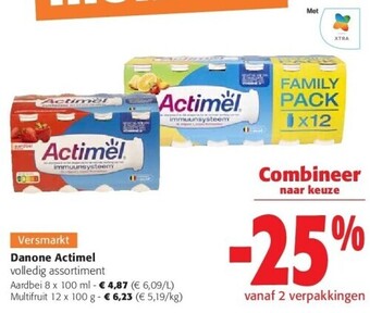 Colruyt Danone actimel aardbei 8 x 100 ml aanbieding