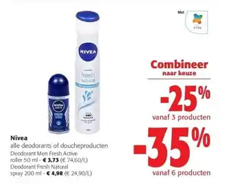 Colruyt Nivea deodorant men fresh active roller 50 ml aanbieding