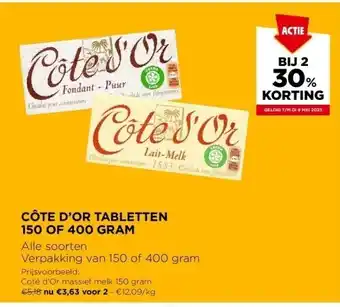 Côte d’or tabletten 150 of 400 gram