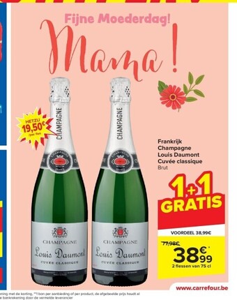 Carrefour Frankrijk champagne louis daumont cuvée classique aanbieding