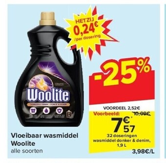 Carrefour Vloeibaar wasmiddel woolite aanbieding