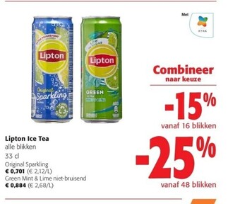 Colruyt Lipton ice tea alle blikken 33 cl original sparkling aanbieding