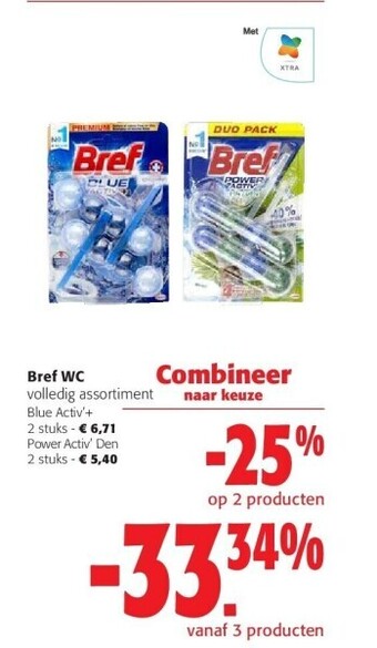 Colruyt Bref wc blue activ'+ 2 stuks aanbieding