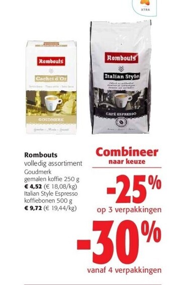 Colruyt Rombouts gemalen koffie 250 g aanbieding
