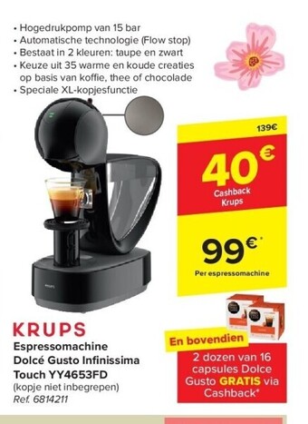 Carrefour Espressomachine dolcé gusto infi nissima touch yy4653fd aanbieding