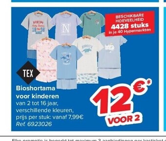 Carrefour Bioshortama voor kinderen aanbieding