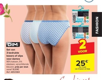 Carrefour Set van 3 bedrukte boxers of slips voor dames aanbieding