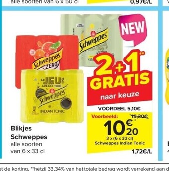 Carrefour Blikjes schweppes aanbieding