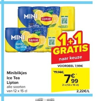 Carrefour Miniblikjes ice tea lipton aanbieding