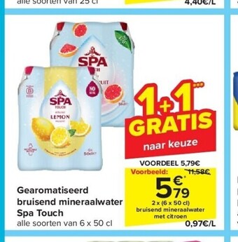 Carrefour Gearomatiseerd bruisend mineraalwater spa touch aanbieding