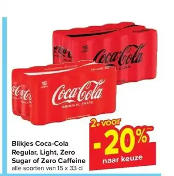 Carrefour Blikjes coca-cola regular, light, zero aanbieding