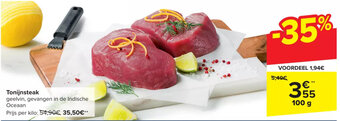 Carrefour Tonijnsteak 100g aanbieding