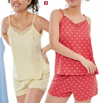 Carrefour Shortama AOP voor dames XS tot XXXL, verschillende kleuren aanbieding