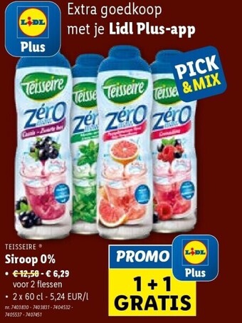 Lidl Siroop 0% aanbieding