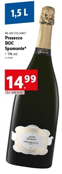 Lidl Prosecco doc spumante aanbieding