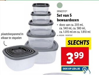 Lidl Set van 5 bewaardozen aanbieding