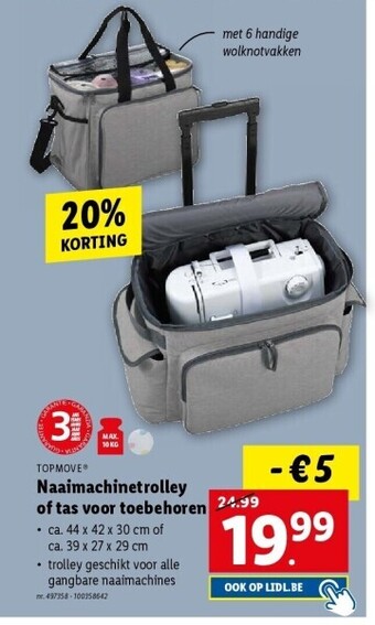 Lidl Naaimachinetrolley of tas voor toebehoren aanbieding