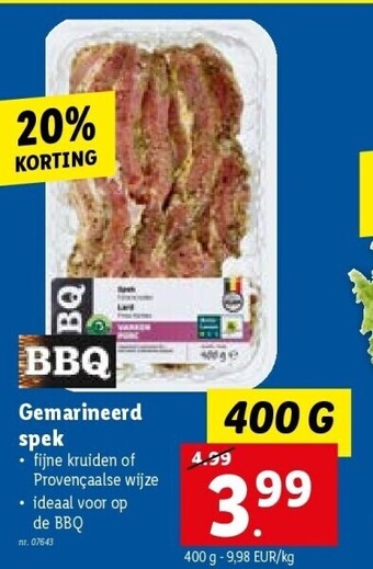 Lidl Gemarineerd spek aanbieding