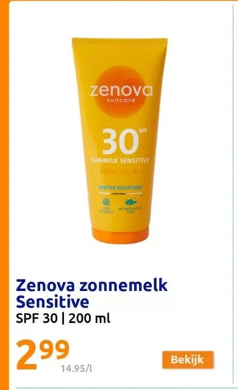 Action Zenova zonnemelk sensitive aanbieding