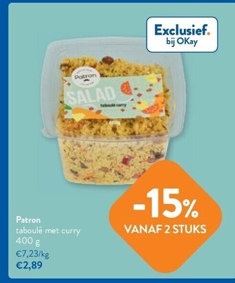 OKay Patron taboulé met curry 400 g aanbieding