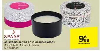 Carrefour SPAAS Geurkaars in glas en in geschenkdoos 14,5 x 8,1 x H 14,5 cm Ref. 5731969 aanbieding