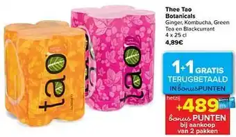 Thee tao botanicals ginger, kombucha, green tea en blackcurrant 4x25 cl