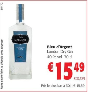 Colruyt Bleu d'Argent London Dry Gin 40 % vol 70 cl aanbieding