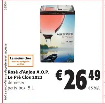 Colruyt Rosé d'Anjou A.O.P. Le Pré Clos 2022 demi-sec party-box 5 L aanbieding