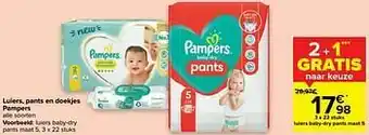 Carrefour Pampers luiers baby-dry pants maat 5 aanbieding