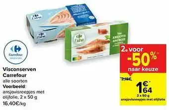 Carrefour Ansjovisreepjes met olijfolie aanbieding