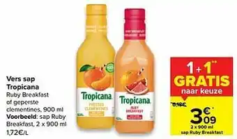 Carrefour Tropicana sap ruby breakfast aanbieding