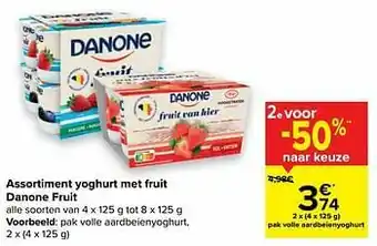 Carrefour Danone volle aardbeienyoghurt aanbieding