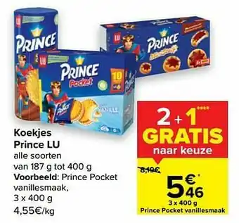 Carrefour Lu prince pocket vanillesmaak aanbieding