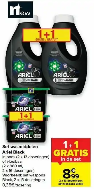 Carrefour Ariel black set waspods black aanbieding