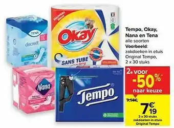 Carrefour Zakdoeken in etuis original tempo aanbieding