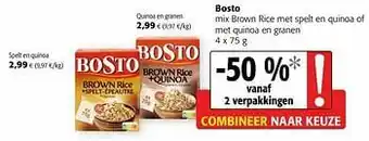 Colruyt Bosto mix brown rice met spelt en quinoa of met quinoa en granen aanbieding