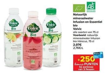 Carrefour Natuurlijk mineraalwater infusion en essentiel bio volvic aanbieding