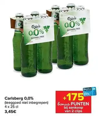 Carrefour Carlsberg 0,0% (leggoed niet inbergrepen) 4x25 cl aanbieding