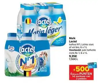 Carrefour Melk lactel pak halfvolle melk nr. 1 6x1L aanbieding