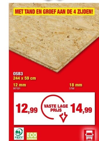 Hubo Osb3 244 x 59 cm 12 mm aanbieding