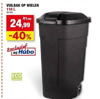 Hubo Vuilbak op wielen 110 l aanbieding