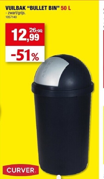 Hubo Vuilbak “bullet bin” 50 l aanbieding